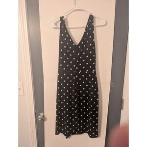 Lauren Ralph Lauren Black Polka Dot Sleeveless Rouching Dress 6 Classic Preppy